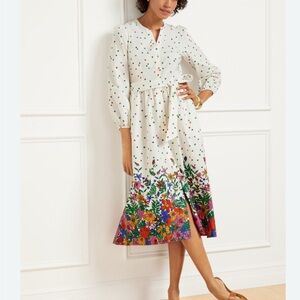 Talbots poplin shirtdress  blissful Colorful Floral Hem 2P‎